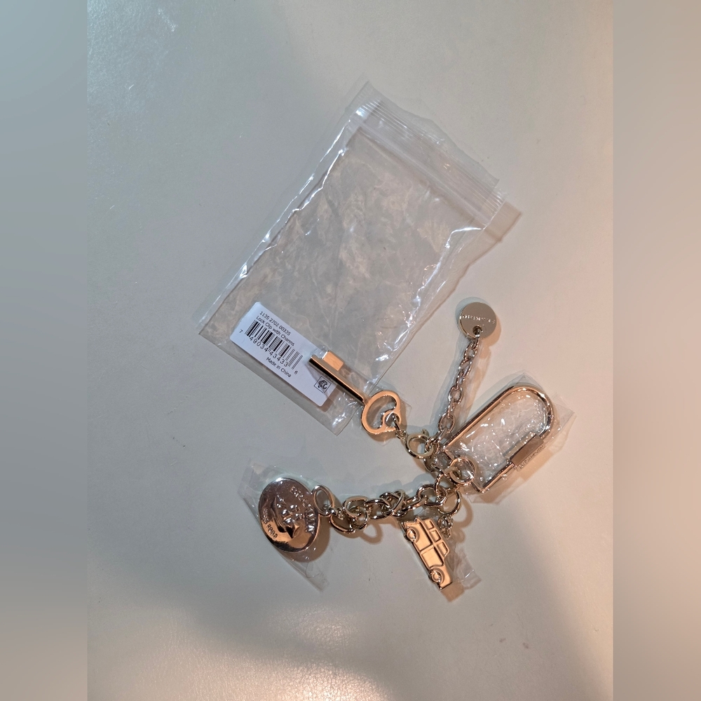 NWT Brahmin Light Gold Lock Clip Charm Key Wagon Logo Accessory Bracelet